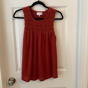 Smocked neck sleeveless top